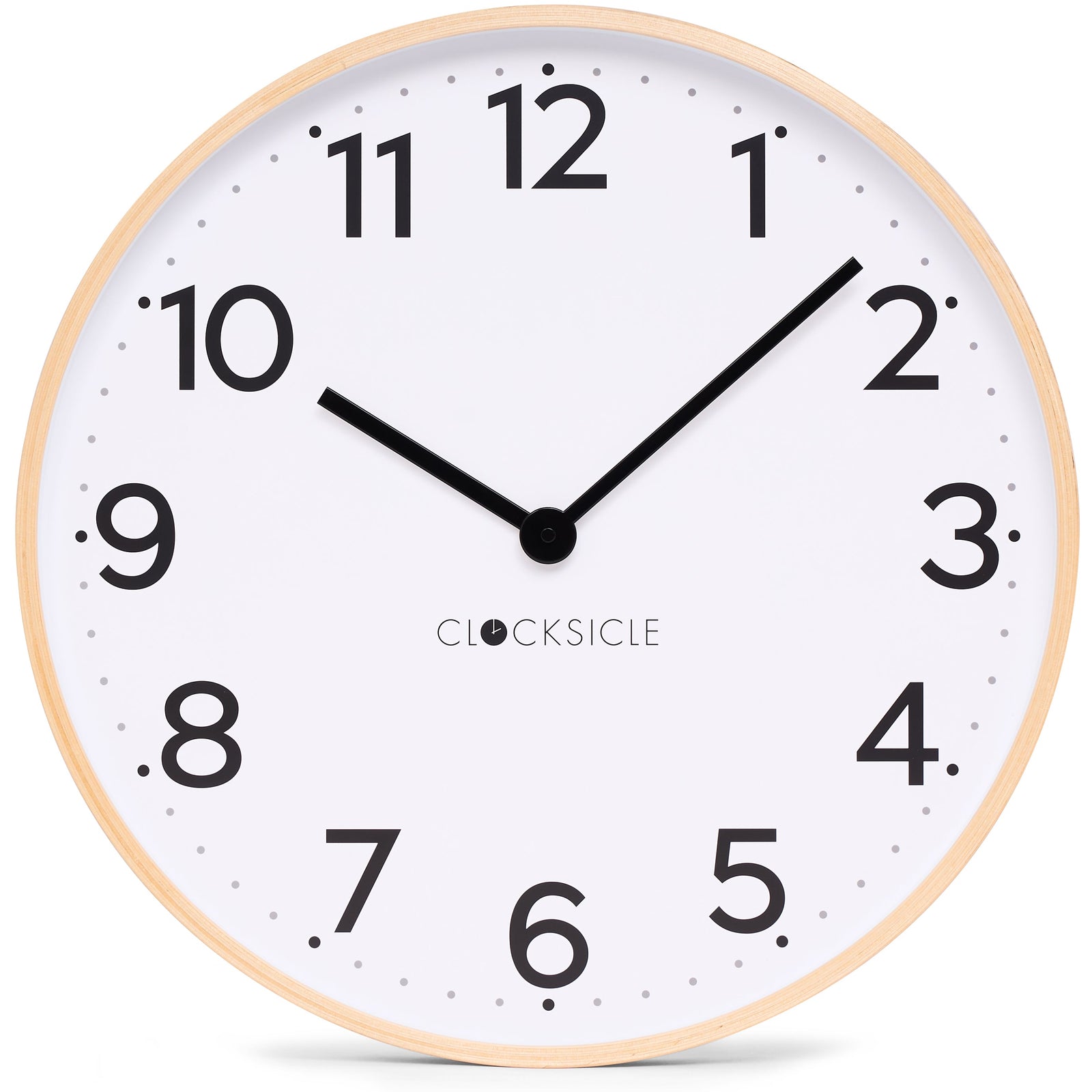 Clocksicle Silent Wood Wall Clock Black 50cm CC-50-BLCK Front #size_50cm