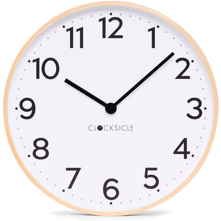 Clocksicle Silent Wood Wall Clock Black 50cm CC-50-BLCK Front #size_50cm