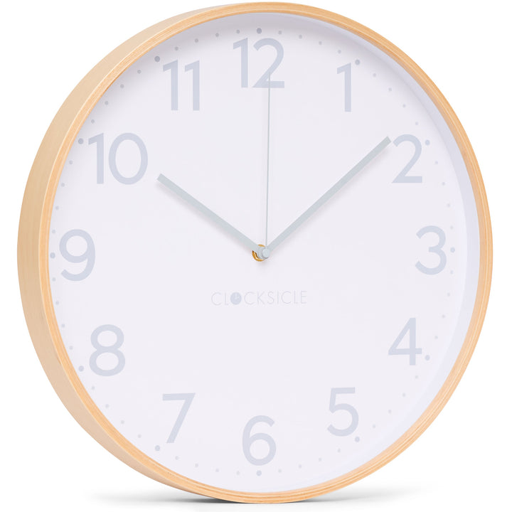 Clocksicle Silent Wood Wall Clock Grey 40cm CC-40-GREY Angle1 #size_40cm
