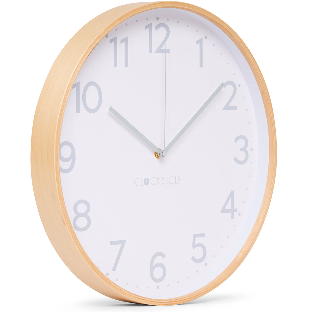 Clocksicle Silent Wood Wall Clock Grey 40cm CC-40-GREY Angle2 #size_40cm