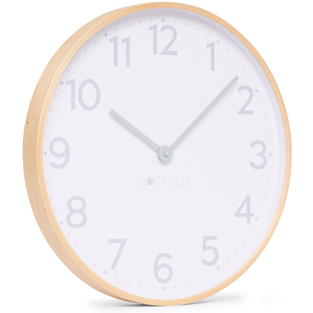 Clocksicle Silent Wood Wall Clock Grey 50cm CC-50-GREY Angle1 #size_50cm