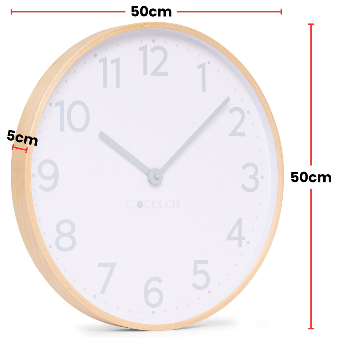 Clocksicle Silent Wood Wall Clock Grey 50cm CC-50-GREY Size #size_50cm