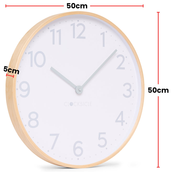 Clocksicle Silent Wood Wall Clock Grey 50cm CC-50-GREY Size #size_50cm