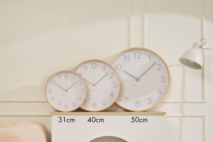Clocksicle Silent Wood Wall Clock Grey All Sizes Together #size_40cm