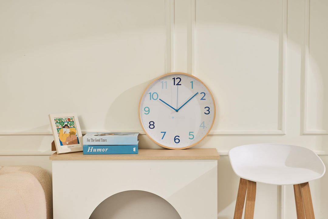 Clocksicle Silent Wood Wall Clock Multi Blue 40cm CC-40-MBLU 4 #size_40cm