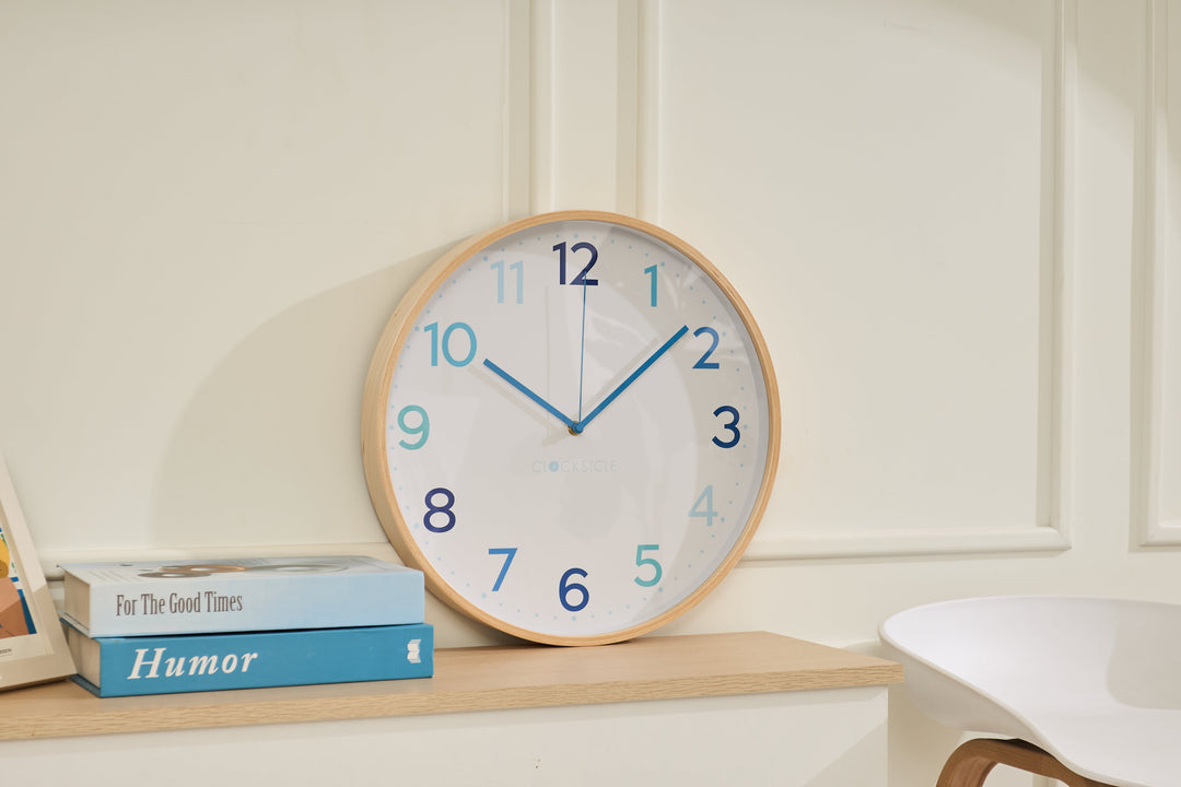 Clocksicle Silent Wood Wall Clock Multi Blue 40cm CC-40-MBLU 6 #size_40cm