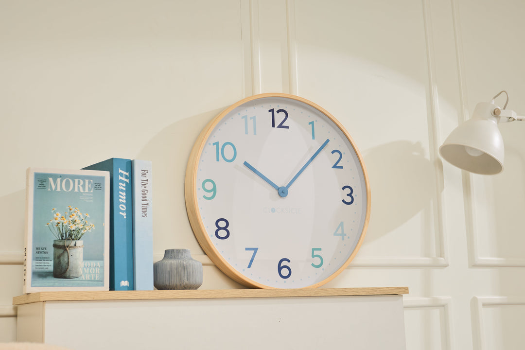 Clocksicle Silent Wood Wall Clock Multi Blue 50cm CC-50-MBLU 5 #size_50cm