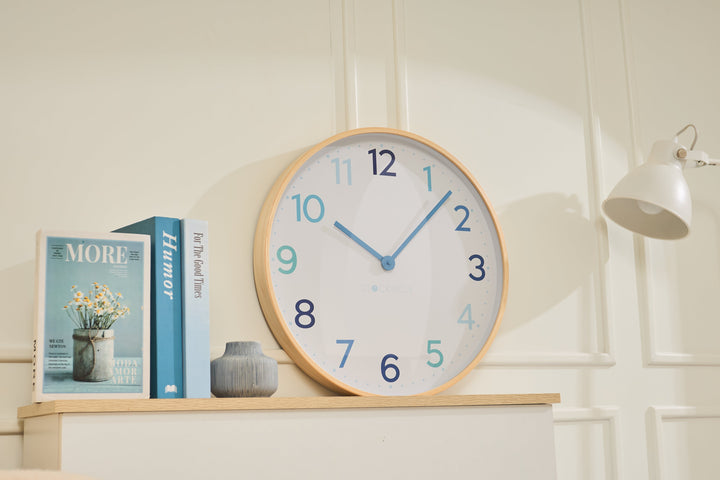 Clocksicle Silent Wood Wall Clock Multi Blue 50cm CC-50-MBLU 5 #size_50cm