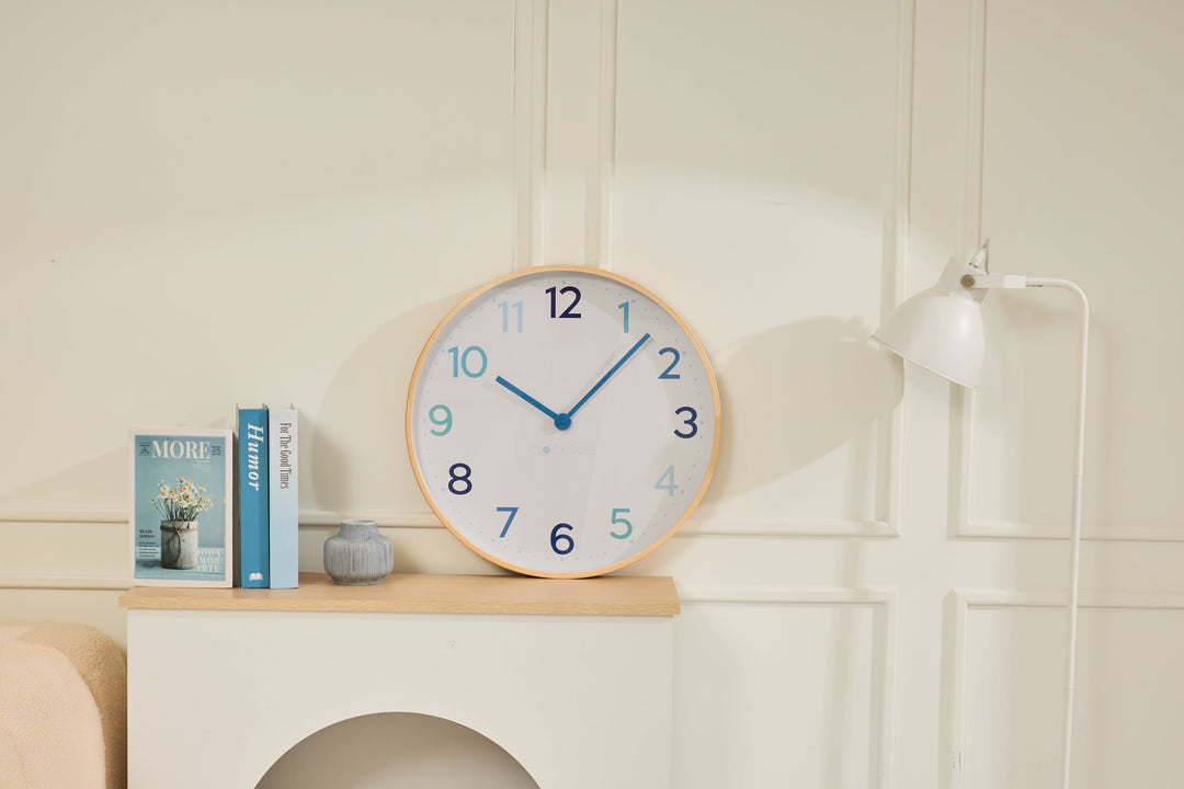 Clocksicle Silent Wood Wall Clock Multi Blue 50cm CC-50-MBLU 6 #size_50cm