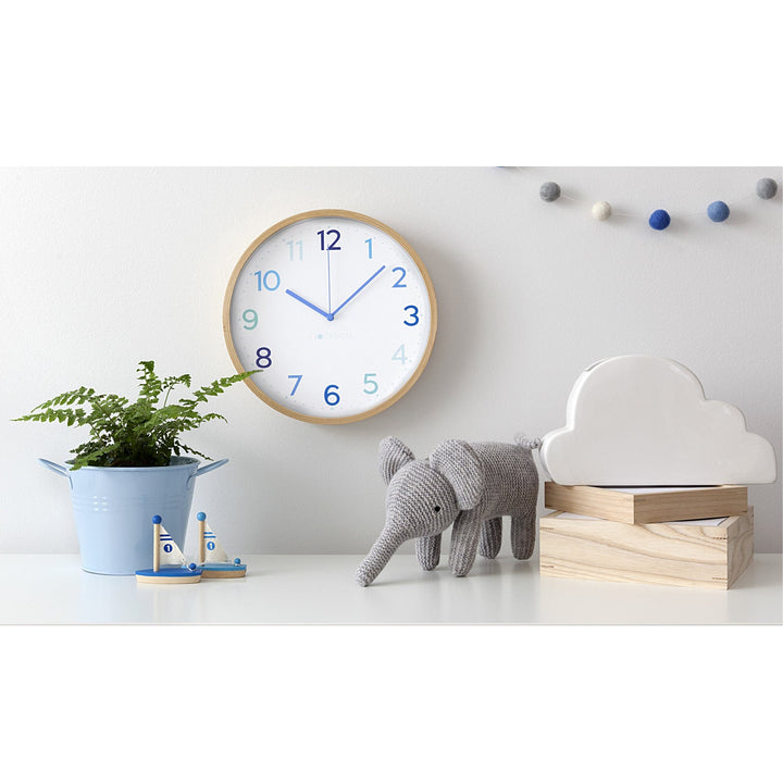 Clocksicle Silent Wood Wall Clock Multi Blue Lifestyle2