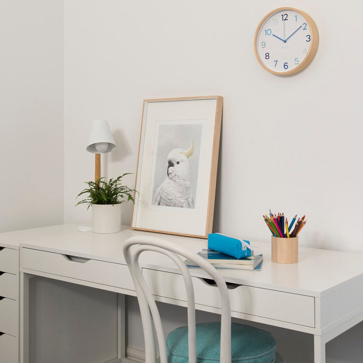 Clocksicle Silent Wood Wall Clock Multi Blue Lifestyle5