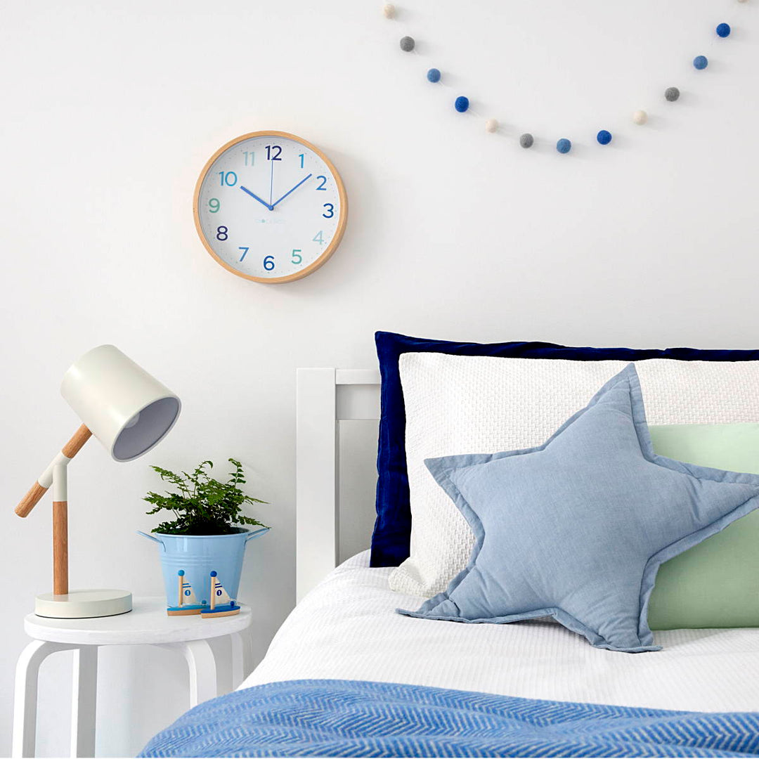Clocksicle Silent Wood Wall Clock Multi Blue Lifestyle6