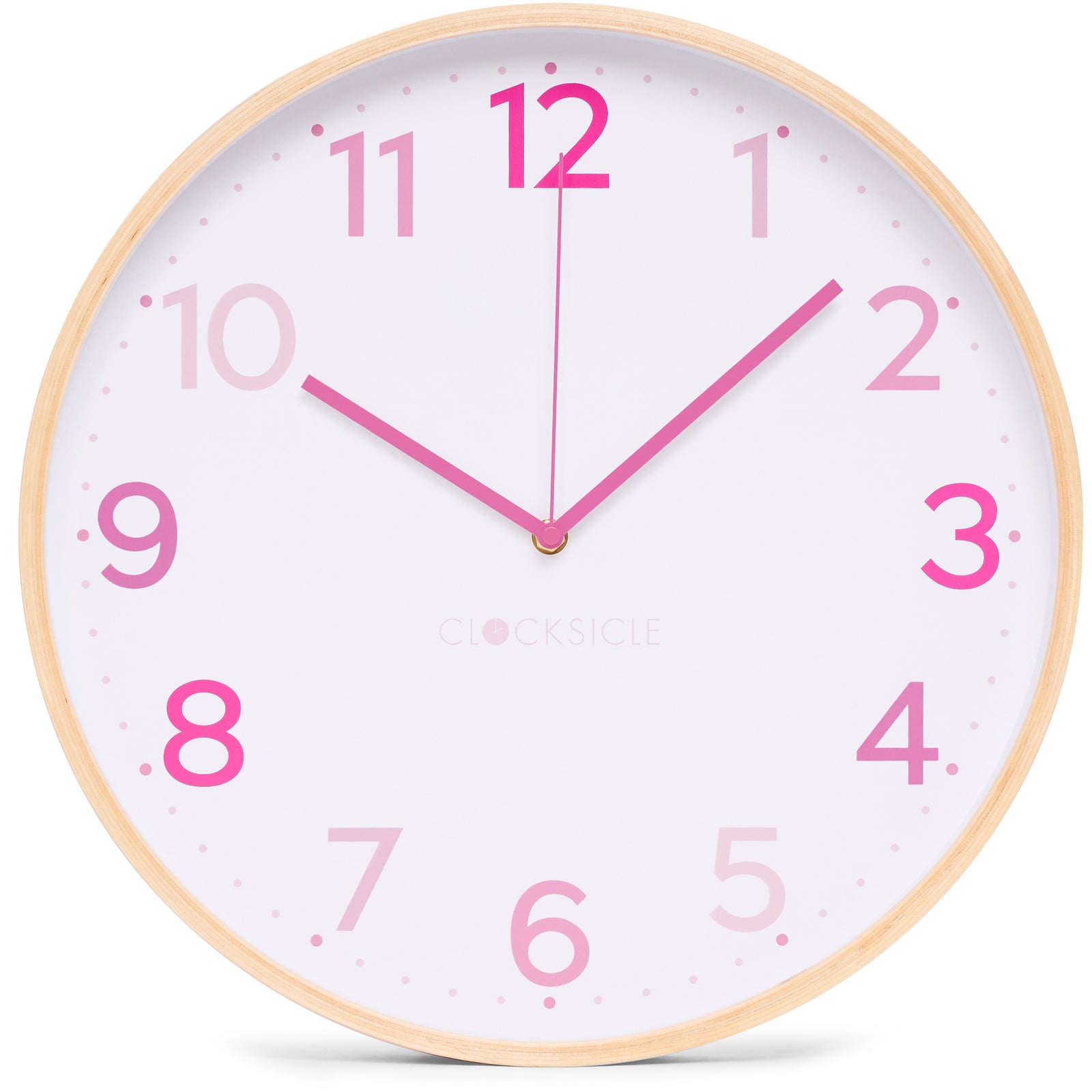 Clocksicle Silent Wood Wall Clock Multi Pink 31cm CC-30-MPIN Front  #size_31cm