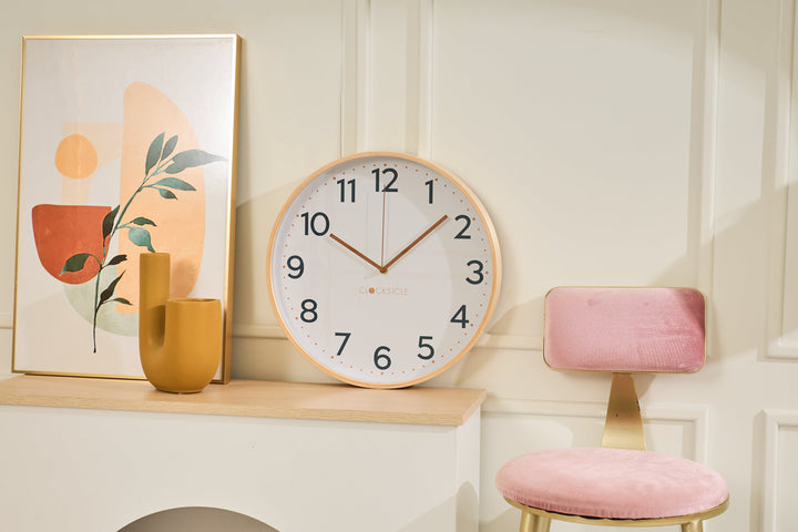 Clocksicle Silent Wood Wall Clock Mustard Navy 40cm CC-40-MUST 5 #size_40cm