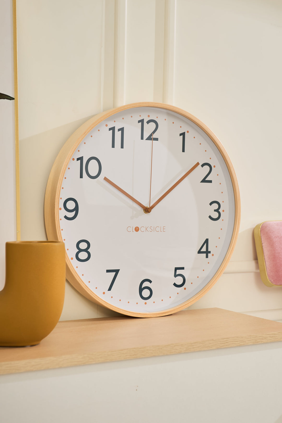 Clocksicle Silent Wood Wall Clock Mustard Navy 40cm CC-40-MUST 6 #size_40cm