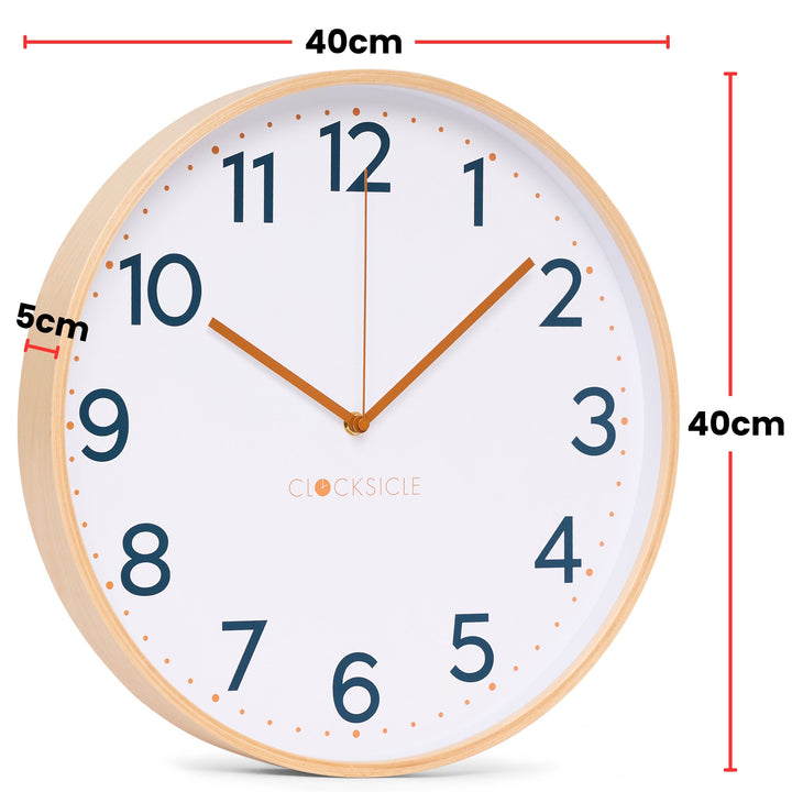 Clocksicle Silent Wood Wall Clock Mustard Navy 40cm CC-40-MUST Size #size_40cm