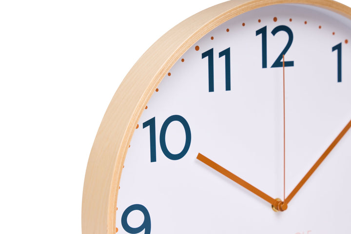 Clocksicle Silent Wood Wall Clock Mustard Navy 40cm CC-40-MUST Zoom #size_40cm