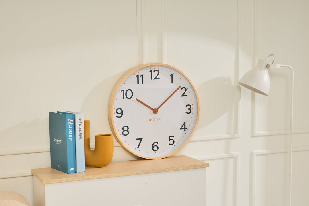 Clocksicle Silent Wood Wall Clock Mustard Navy 50cm CC-50-MUST 4 #size_50cm
