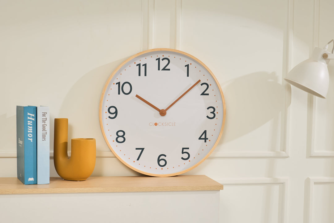 Clocksicle Silent Wood Wall Clock Mustard Navy 50cm CC-50-MUST 6 #size_50cm
