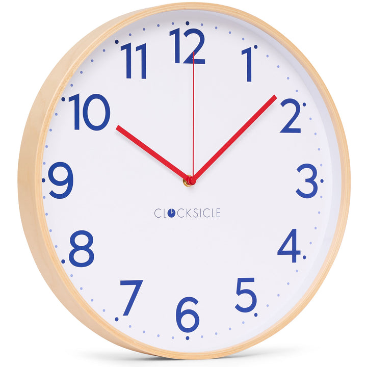 Clocksicle Silent Wood Wall Clock Navy 40cm CC-40-NAVY Angle1 #size_40cm