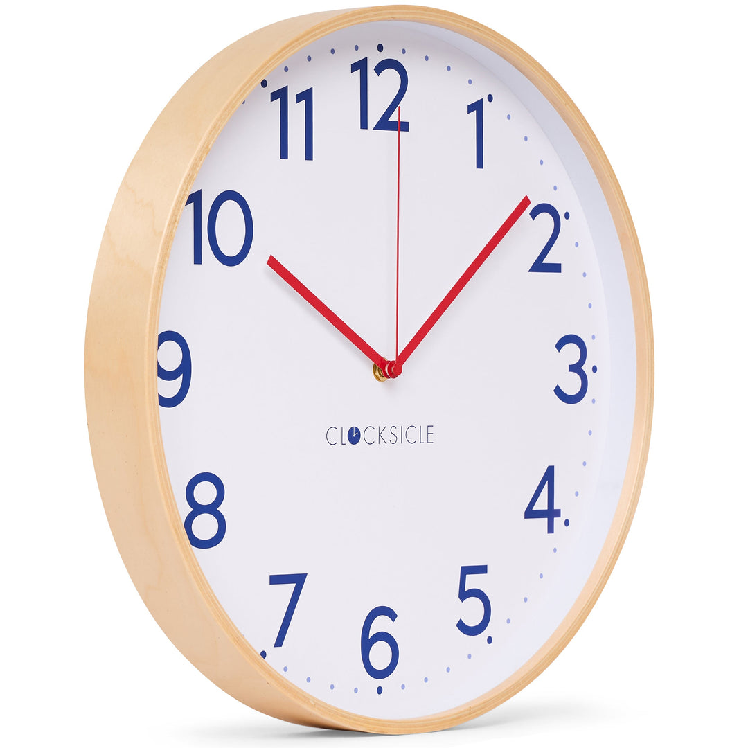 Clocksicle Silent Wood Wall Clock Navy 40cm CC-40-NAVY Angle2 #size_40cm