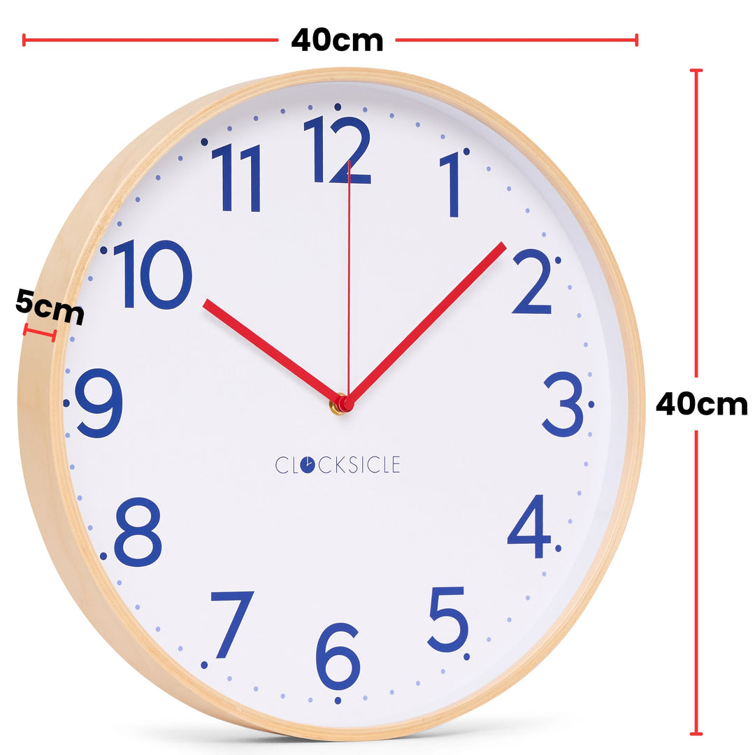 Clocksicle Silent Wood Wall Clock Navy 40cm CC-40-NAVY Size #size_40cm