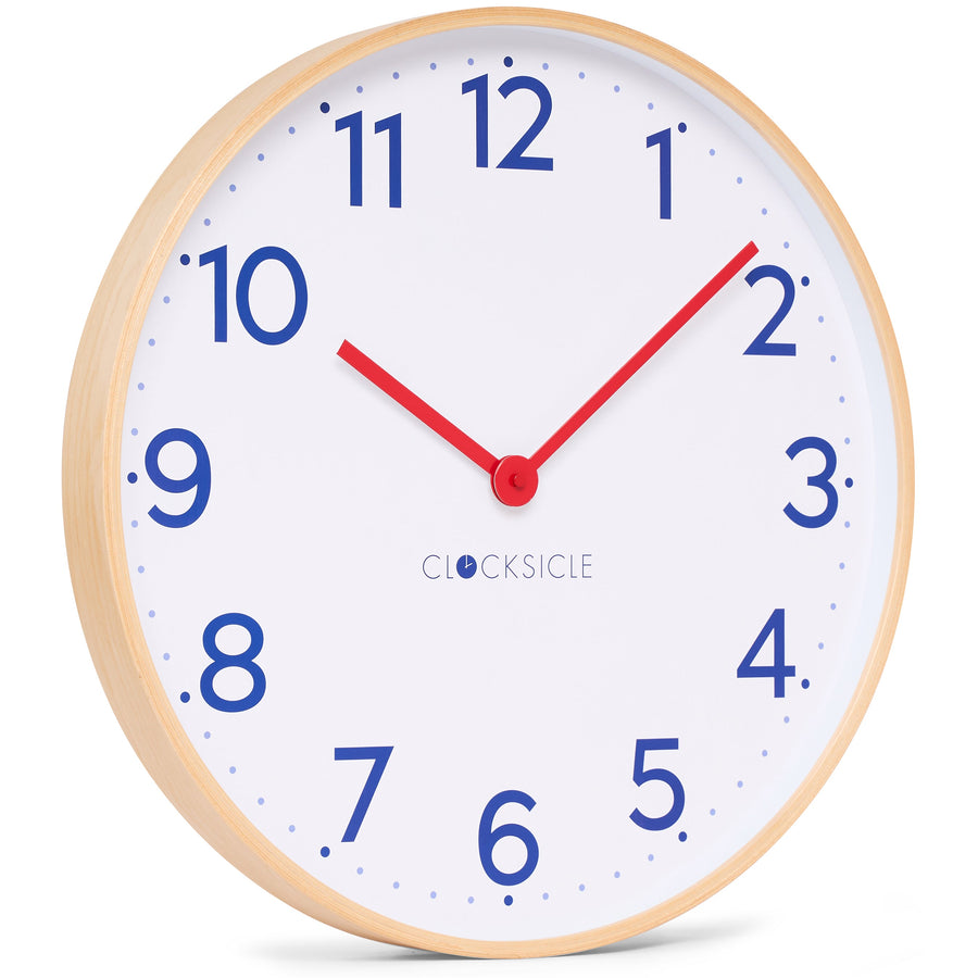 Clocksicle Silent Wood Wall Clock Navy 50cm CC-50-NAVY Angle1 #size_50cm