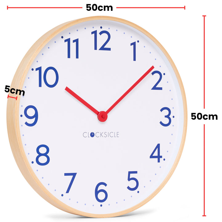 Clocksicle Silent Wood Wall Clock Navy 50cm CC-50-NAVY Size #size_50cm