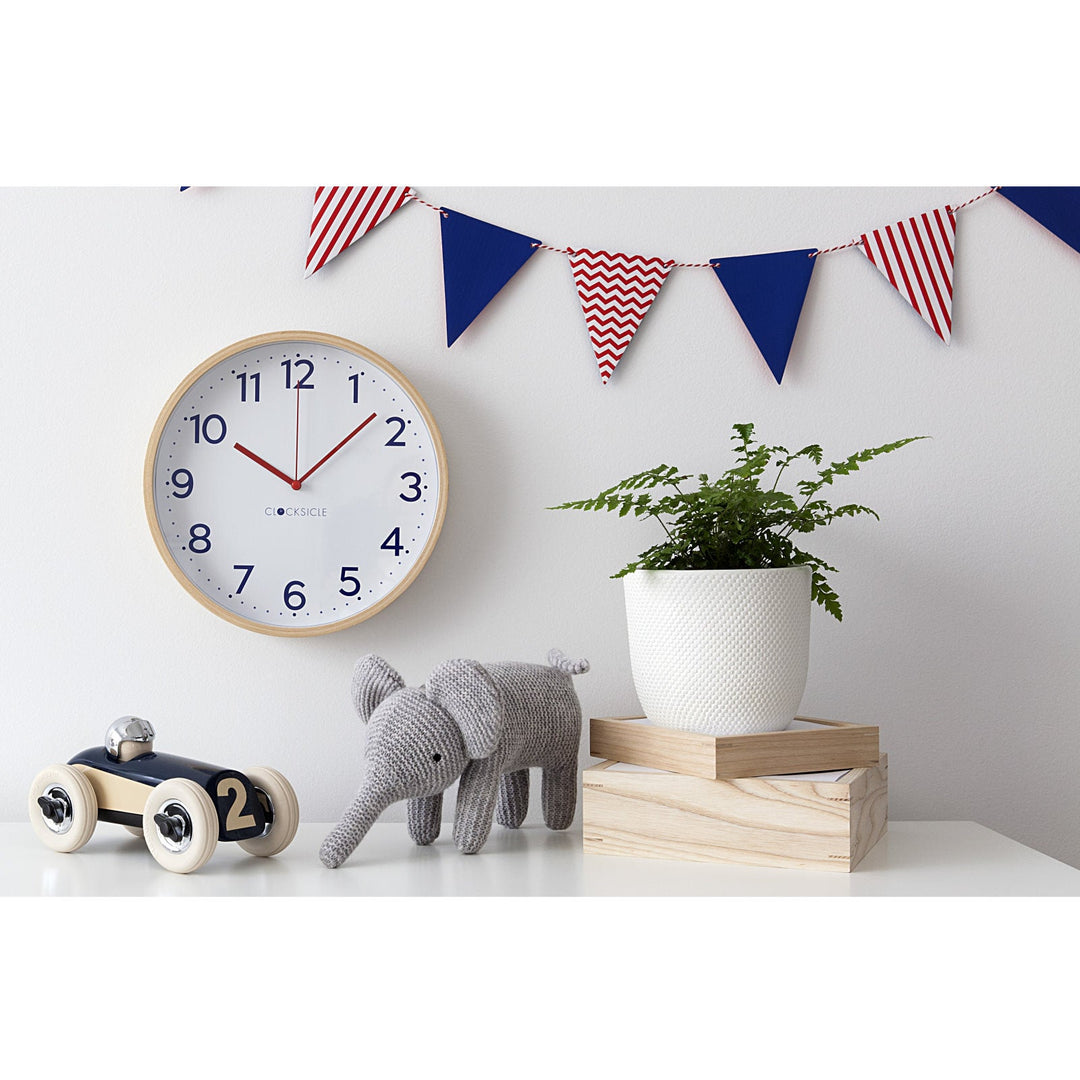 Clocksicle Silent Wood Wall Clock Navy Lifestyle1