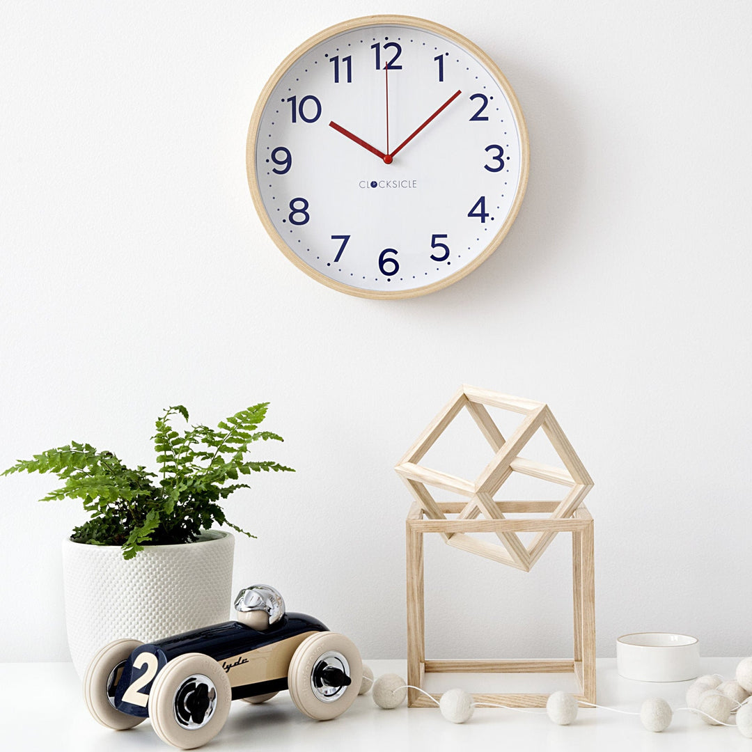 Clocksicle Silent Wood Wall Clock Navy Lifestyle2