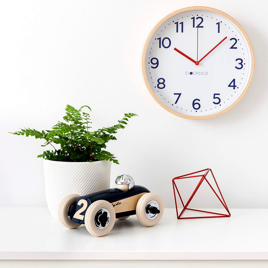 Clocksicle Silent Wood Wall Clock Navy Lifestyle5
