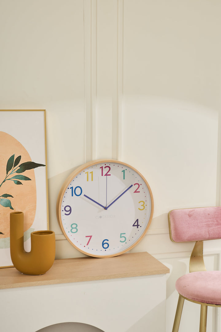 Clocksicle Silent Wood Wall Clock Neon Rainbow 40cm CC-40-NERA 4 #size_40cm