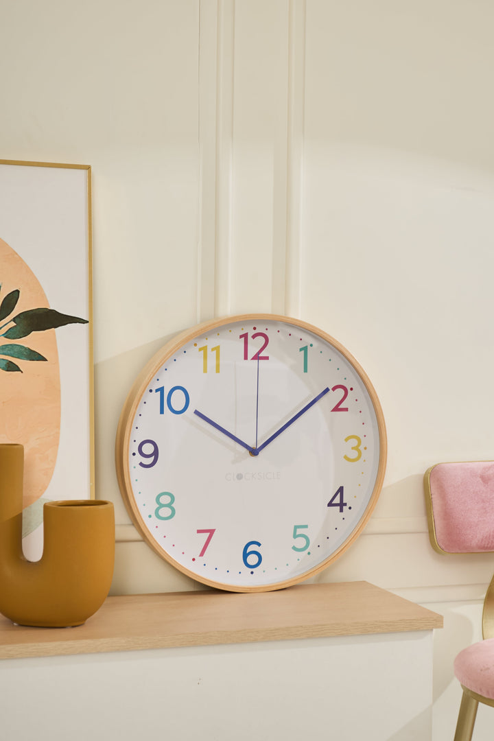 Clocksicle Silent Wood Wall Clock Neon Rainbow 40cm CC-40-NERA 6 #size_40cm