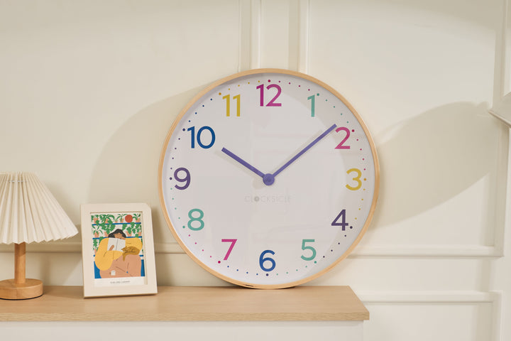 Clocksicle Silent Wood Wall Clock Neon Rainbow 50cm CC-50-NERA 5 #size_50cm