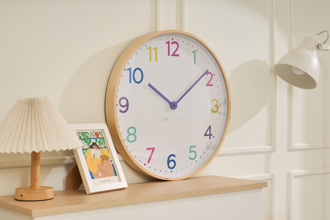 Clocksicle Silent Wood Wall Clock Neon Rainbow 50cm CC-50-NERA 6 #size_50cm