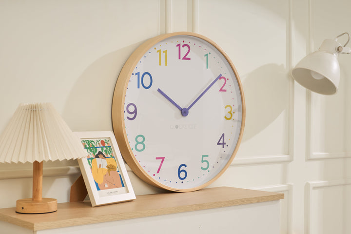 Clocksicle Silent Wood Wall Clock Neon Rainbow 50cm CC-50-NERA 6 #size_50cm