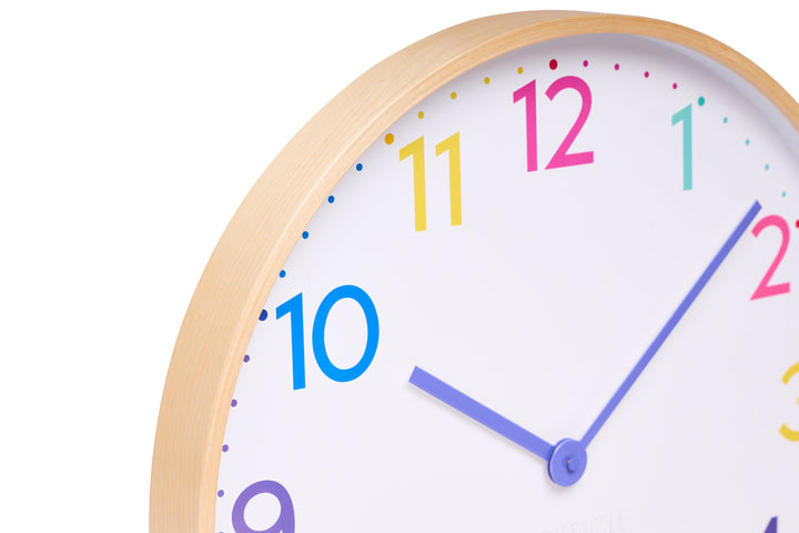 Clocksicle Silent Wood Wall Clock Neon Rainbow 50cm CC-50-NERA Zoom #size_50cm