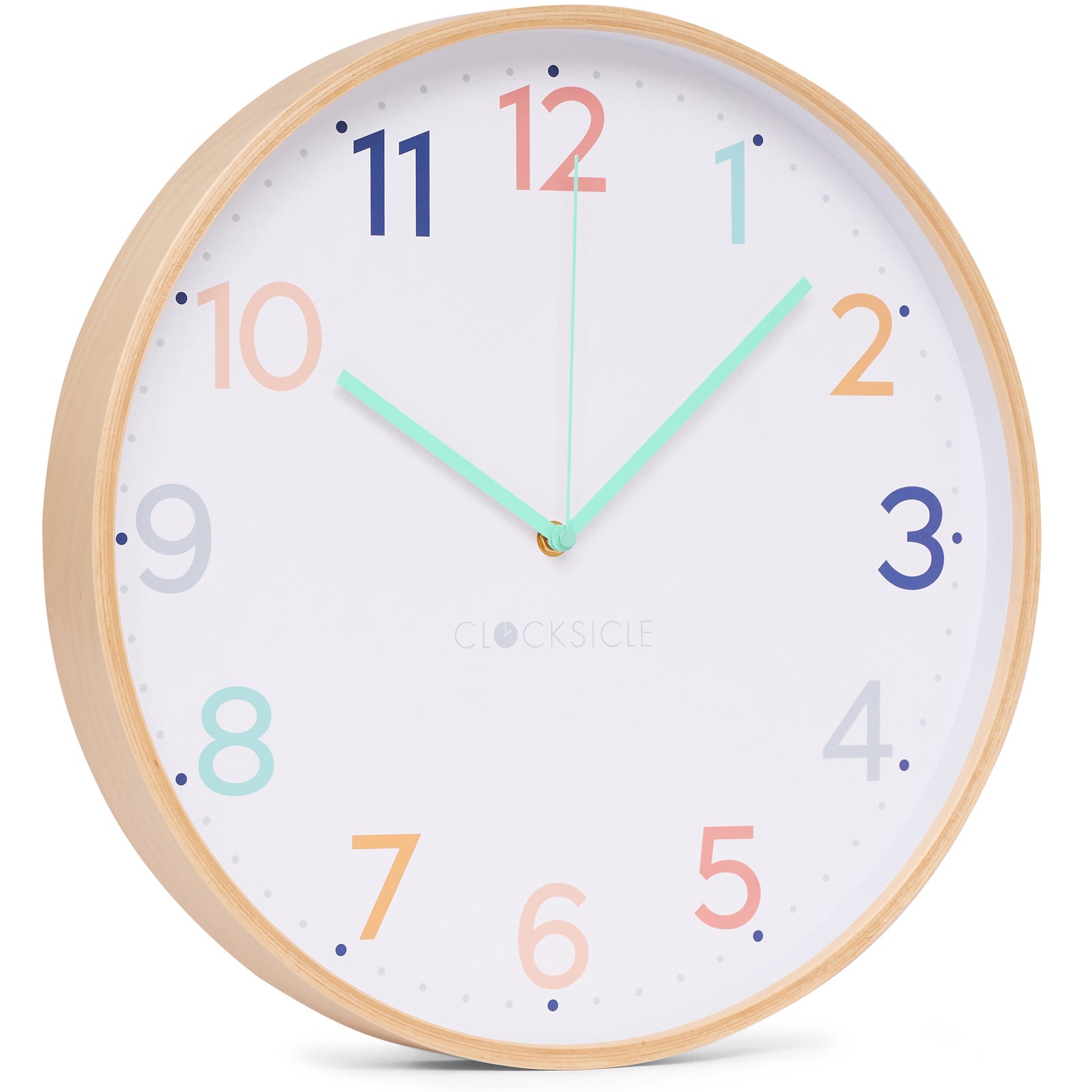 Clocksicle Silent Wood Wall Clock Rainbow 31cm CC-30-RAIN Angle1 #size_31cm