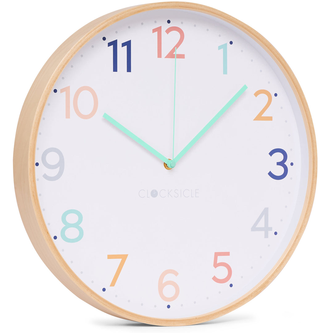 Clocksicle Silent Wood Wall Clock Rainbow 40cm CC-40-RAIN Angle1 #size_40cm