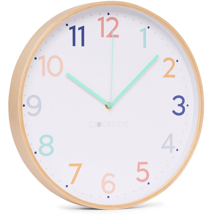 Clocksicle Silent Wood Wall Clock Rainbow 40cm CC-40-RAIN Angle1 #size_40cm