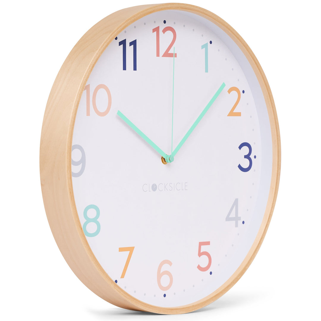 Clocksicle Silent Wood Wall Clock Rainbow 40cm CC-40-RAIN Angle2 #size_40cm