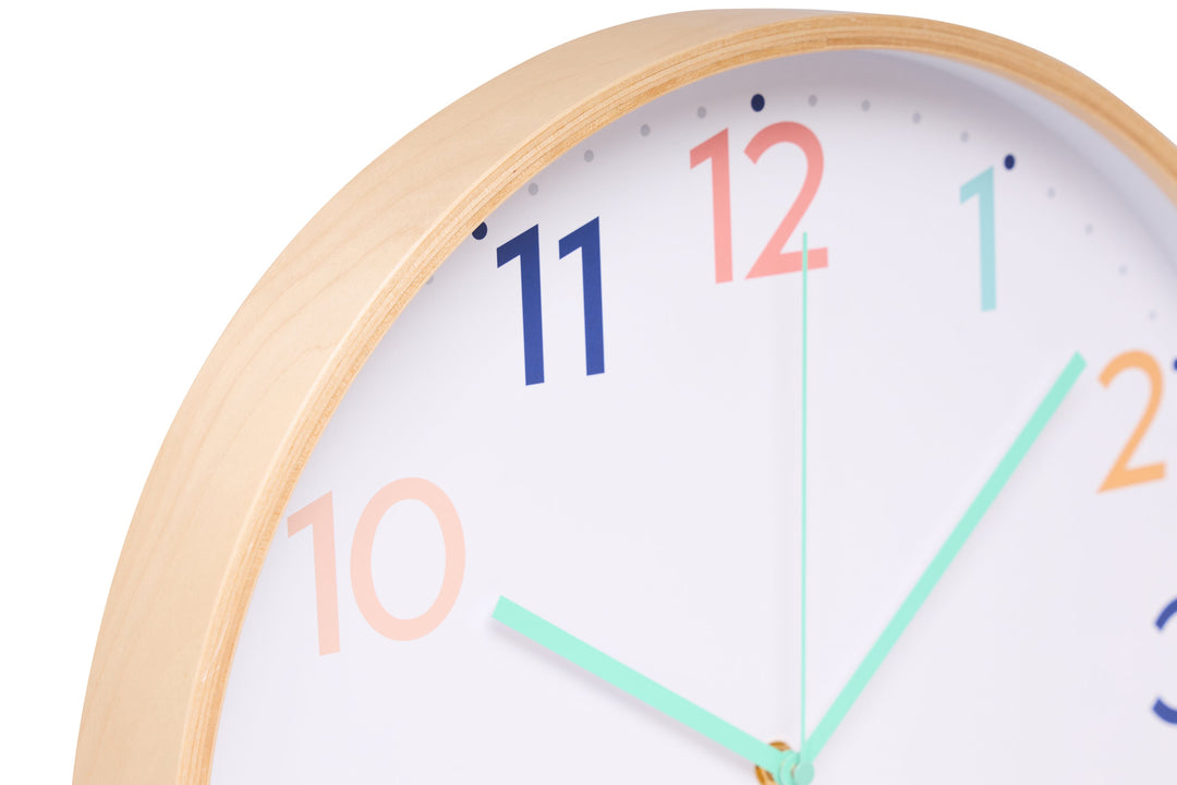 Clocksicle Silent Wood Wall Clock Rainbow 40cm CC-40-RAIN Zoom #size_40cm