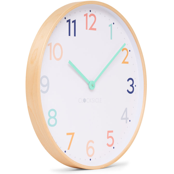 Clocksicle Silent Wood Wall Clock Rainbow 50cm CC-50-RAIN Angle2 #size_50cm