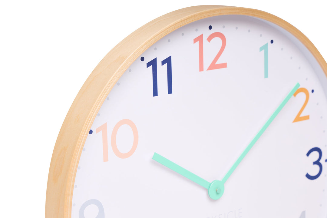 Clocksicle Silent Wood Wall Clock Rainbow 50cm CC-50-RAIN Zoom #size_50cm