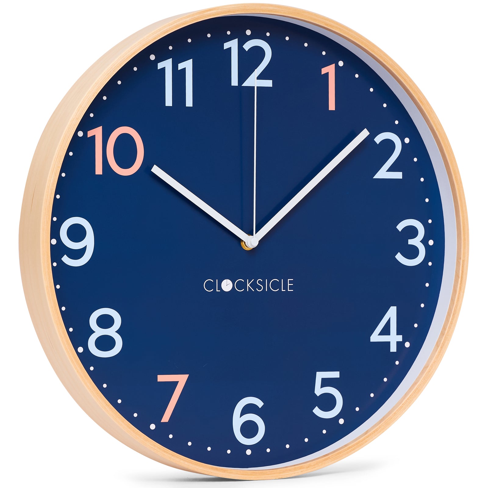 Clocksicle Silent Wood Wall Clock Sailor Blue 31cm CC-30-SAIL Angle1 #size_31cm