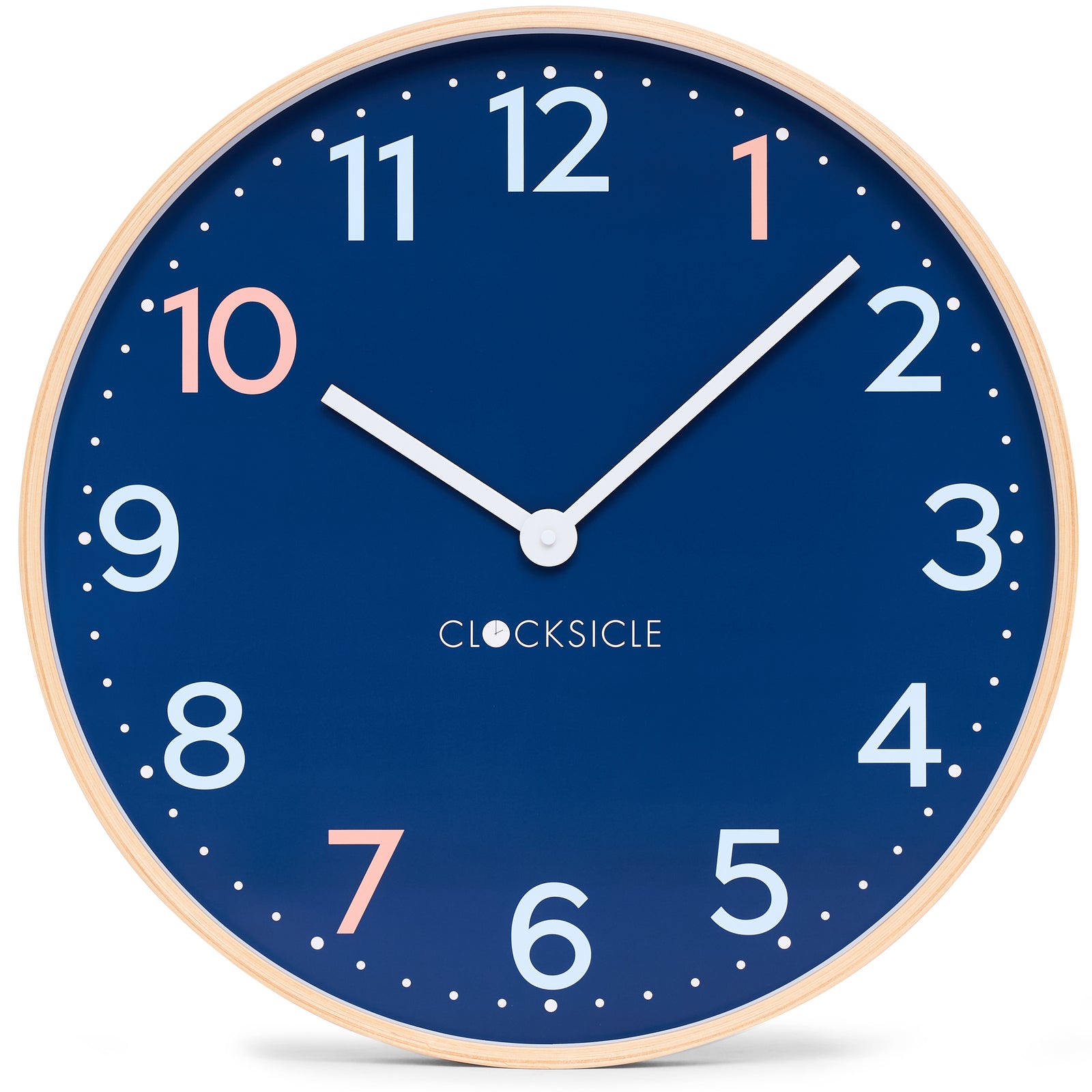 Clocksicle Silent Wood Wall Clock Sailor Blue 50cm CC-50-SAIL Front #size_50cm