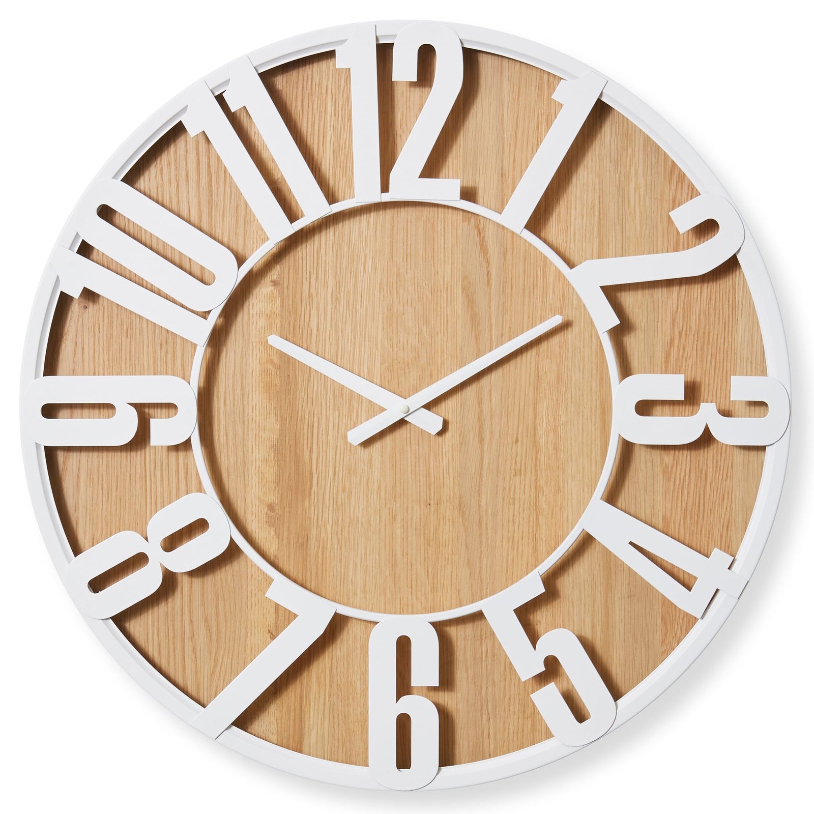 Elme Living Haddon Floating White Metal Numbers On Wood Wall Clock 60cm WL.147.NT 1 #size_60cm