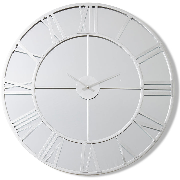 Elme Living Leighton Mirrored Face Floating Roman Wall Clock Silver 70cm WL.016.SV 1 #size_70cm