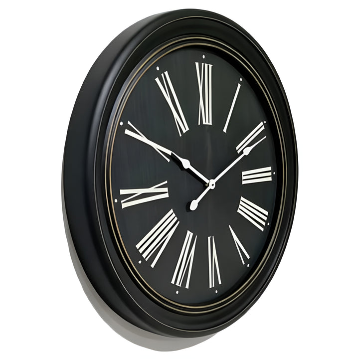High ST All in Good Time Black Wood Roman Numeral Wall Clock 70cm 90329CLK 2