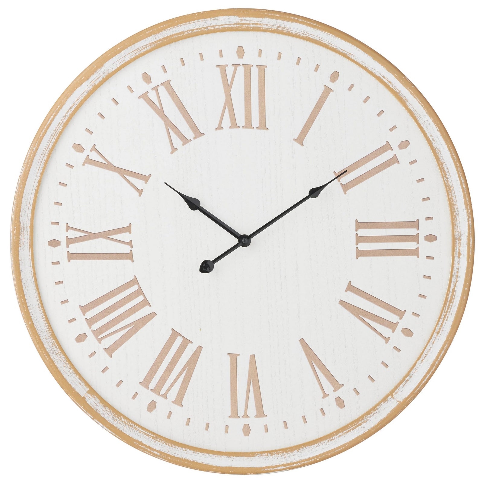 High ST Around the Clock Gold Rim Wood Roman Numeral Wall Clock 60cm 90328CLK 1